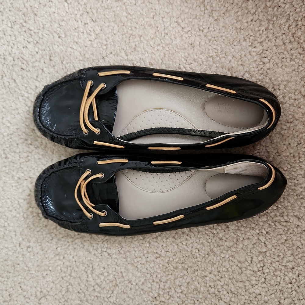 Black patent leather loafers